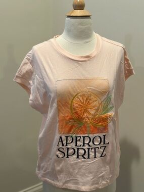 Anthropologie Light Pink Aperol Spritz Graphic Tee Size Small